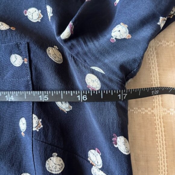 100% silk J. CREW Tick Tock Clock Silk Blouse size 2 - Picture 8 of 8